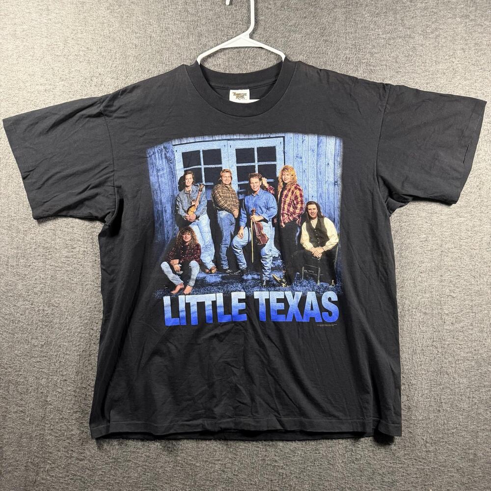 Vintage Little Texas Shirt Mens XL Black Tour Cities Band Tee 90s Country Music